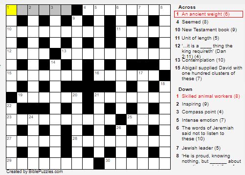 Bible Printable Crossword Puzzles Free